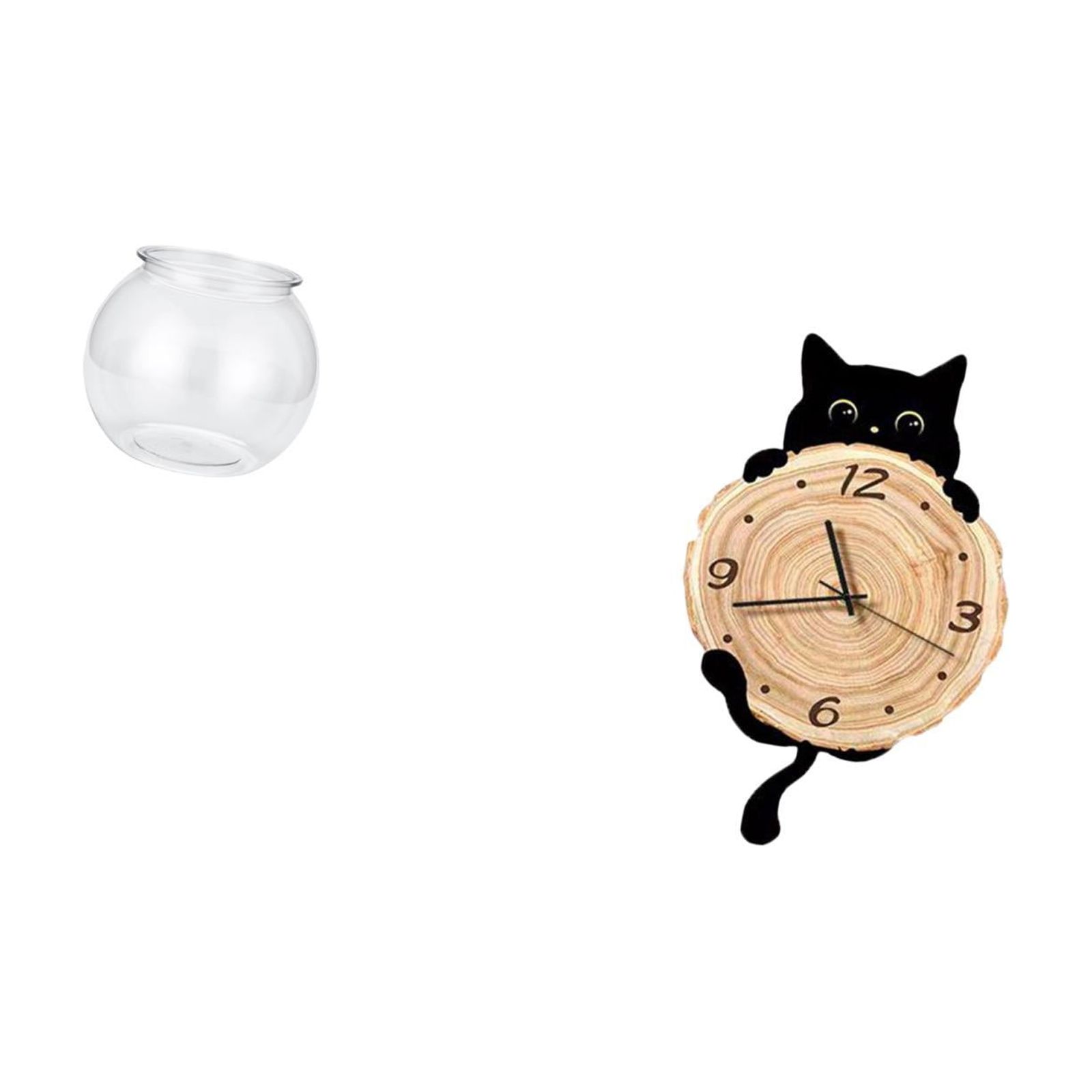 Fish Bowl Vase Desktop Aquarium Tank Wall Clock Unique Design Easy to Place in Office Living Room Bedroom for All Ages