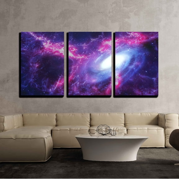 wall26 - 3 Piece Canvas Wall Art - Space Background with Nebula and Galaxy - Modern Home Art Stretched and Framed Ready to Hang - 16"x24"x3 Panels