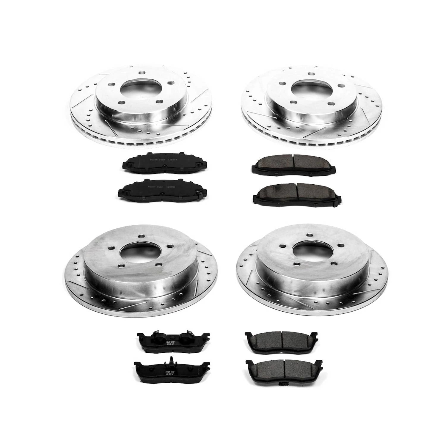 PowerStop Front and Rear Z23 Evolution Sport Carbon-Fiber Ceramic Brake Pad and Drilled & Slotted Rotor Kit Fits: FORD Select Models K1868
