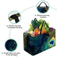thumbnail image 3 of Peacock Feathers Large Capacity Reusable Shopping Basket Oxford Cloth Picnic Basket Cube Organizer Foldable Bag, 3 of 7