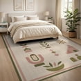 thumbnail image 3 of ODIKA 8'x10' Washable Area Rug Pink Green Geometric Floral Design Modern Abstract Shapes with Botanical Motifs for Dining Room, Large Office, Lounge, Non-Slip Chair-Friendly Mat, 3 of 7