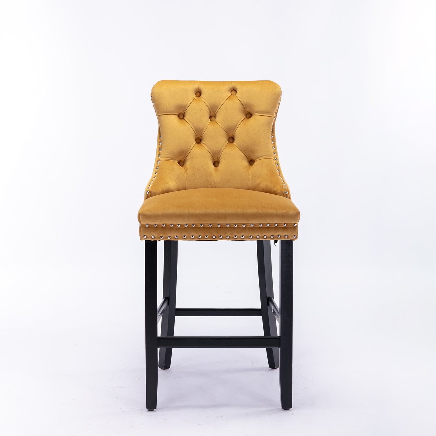 Demi Bonn 40" Counter Height Bar Stools Set of 2, Velvet Upholstered Barstools with Back, Kitchen Island Countertop Chairs for Dining Room, Gold