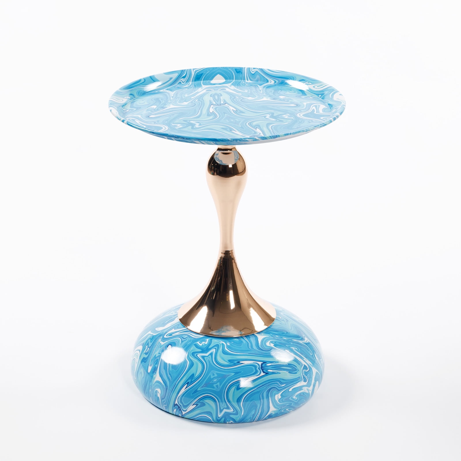 MAYEERTY Mermaid Tail End Coffee Table Round Side Table, Modern Metal Pedestal Table, Minimalist Accent Table for Small Spaces, Drink Martini Table Decoration