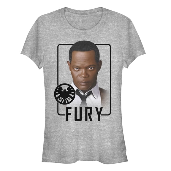 Junior's Marvel Captain Marvel Fury Frame  Graphic Tee Athletic Heather X Large