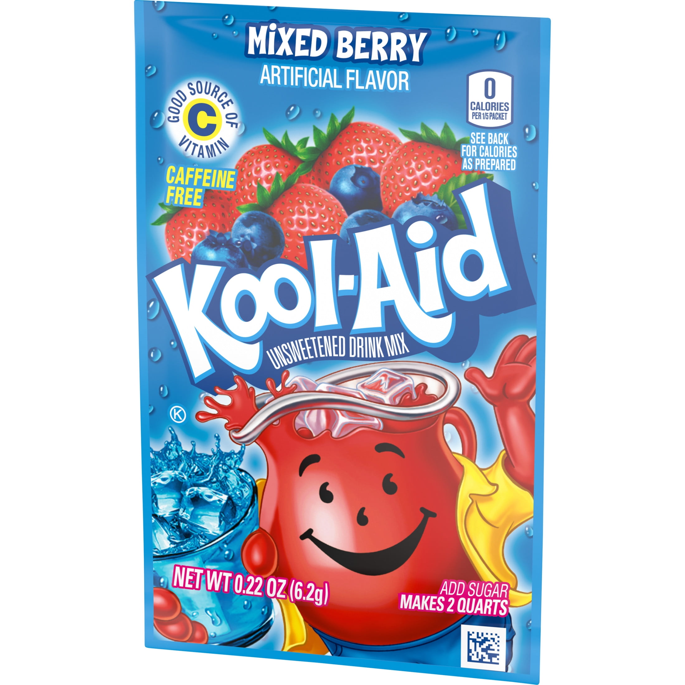Kool-Aid Unsweetened Drink Mix, 1 Packet, for Flavorful Hydration and Shareable Refreshment, Mixed Berry, Good Source of Vitamin C, Caffeine Free, 0.22 oz