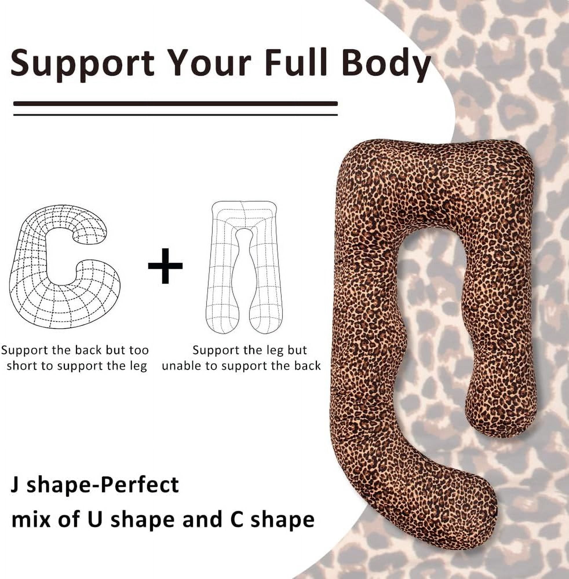 Chilling Home Pregnancy Pillow, U Shaped Pregnancy Pillows for Sleeping Full Body Pillow Maternity Pillow for Pregnant Women 58 inch, Pregnant Women Must Have with Removable Cover, Leopard Print
