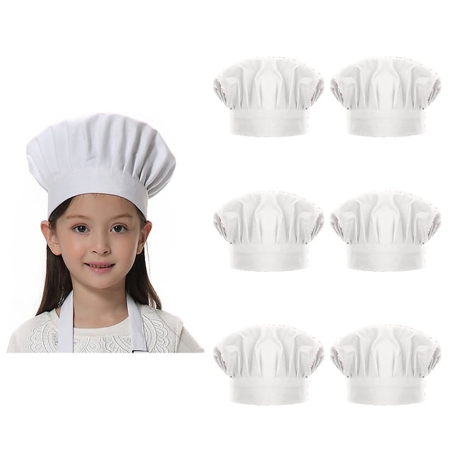 TOPTIE 6 Pack Chef Hat for Kid & Adult, Cotton Elastic Adjustable Kitchen Cooking Baking Hat