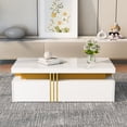 thumbnail image 1 of Noble House Modern Coffee Table,Marble Pattern High-Gloss Top,White, 1 of 7