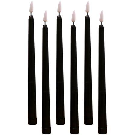 USHOBE Flameless Taper Candles Decor Black Plastic 6Pcs 11In