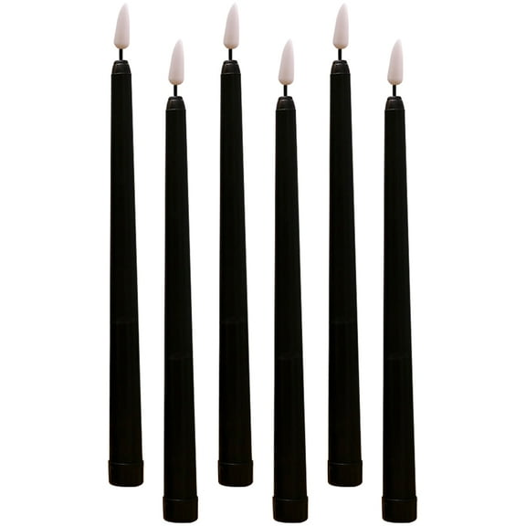 USHOBE Flameless Taper Candles Decor Black Plastic 6Pcs 11In