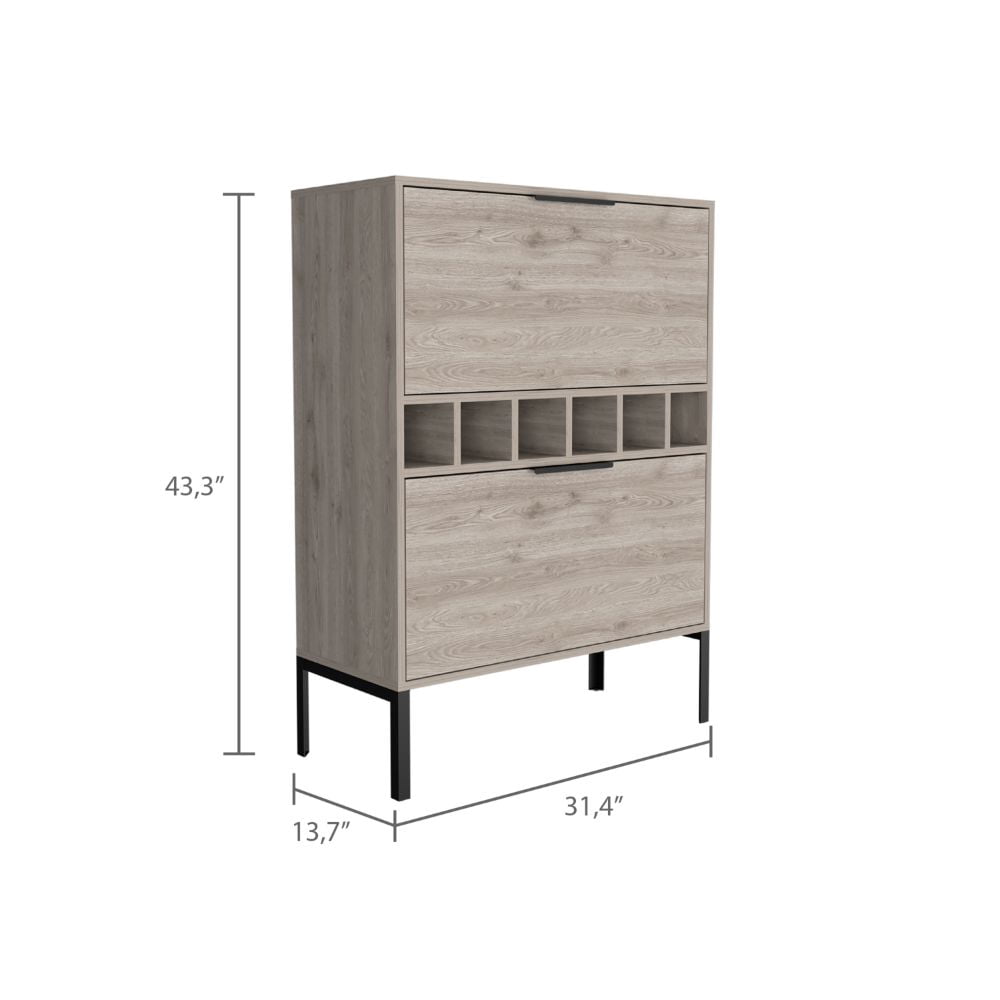 Boahaus Belfast Bar Cabinet, 2 Cabinets, Manufactured Wood, Grey