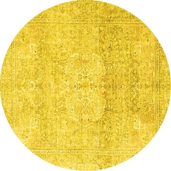 Ahgly Company Indoor Round Persian Yellow Traditional Area Rugs, 5' Round