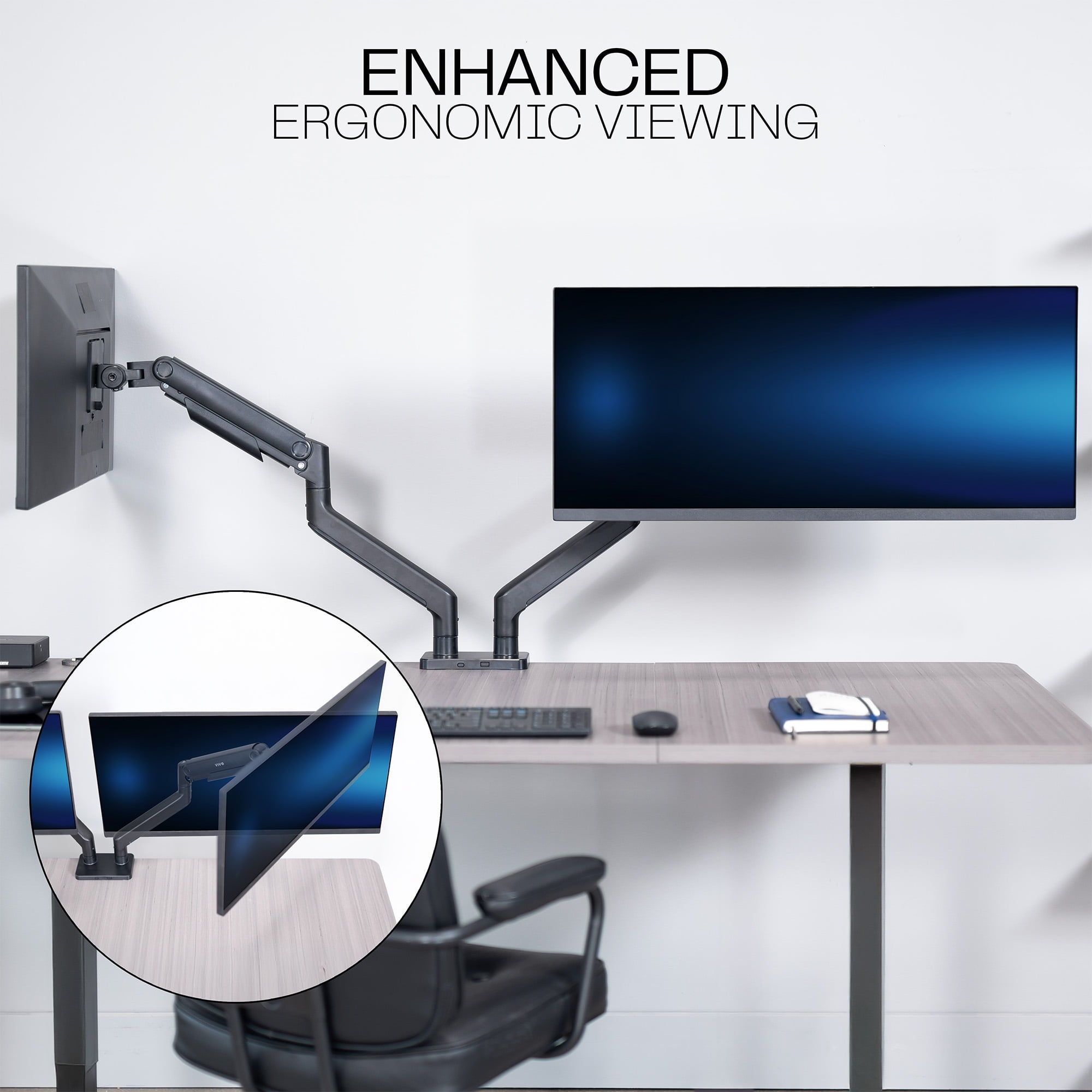 VIVO Tension Spring Dual Ultra Wide Monitor Mount, Up to 45" Computer Screens
