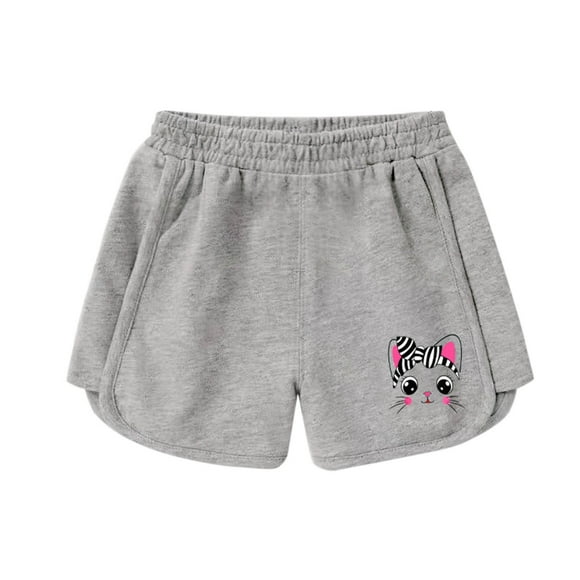 Odeerbi 3-9 Años Niñas Verano Algodón Dopaina Pantalones Cortos Impresión Linda Entrenamiento Deportivo Pantalones Cortos Cintura Elástica Pantalones Cortos Casuales