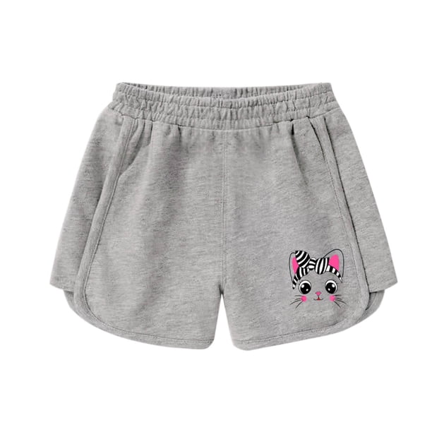 Odeerbi 3-9 Años Niñas Verano Algodón Dopaina Pantalones Cortos Impresión Linda Entrenamiento Deportivo Pantalones Cortos Cintura Elástica Pantalones Cortos Casuales
