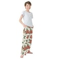 thumbnail image 3 of FORMRS Kids Pajama Pants with Pockets Size 9-10Y Boys Lounge Sleep Bottoms, Red Christmas Poinsettia, 3 of 8