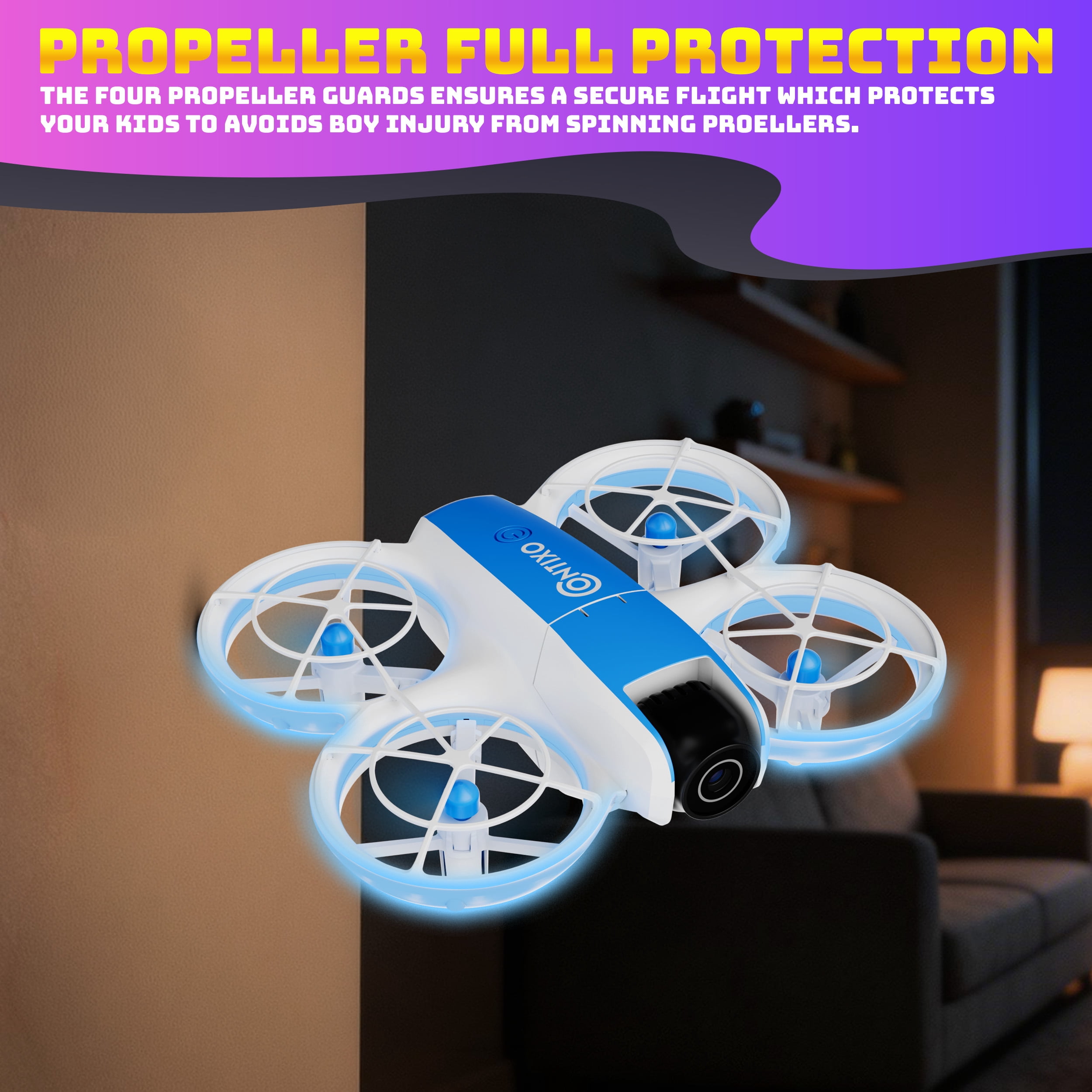 Contixo F15 Astro Mini Drone with 2.4" Screen Remote – Dual Camera, Live Video Display, Optical Flow Hover, One-Key Takeoff/Landing, 360° Stunts, 2 Batteries, Beginner Drone for Kids & Adults - Blue