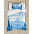 thumbnail image 1 of Northwoods Duvet Cover Set Twin Size, Blue Winter Hand Drawn Style Mountains Snowy Landscape Spruce Trees, Decorative 2 Piece Bedding Set with 1 Pillow Sham, Blue and Pale Blue, by Ambesonne, 1 of 3
