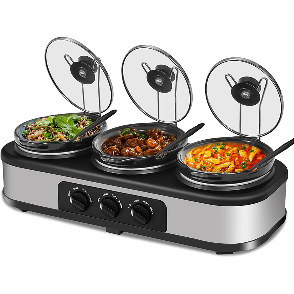 Triple Slow Cooker, 3×1.5 Qt Buffet Servers And Warmers, 3 Pots Buffet