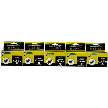 For Dummies - Canon CLI-8 Color Combo Inkjet Cartridge (0620B010)- C,M,Y,PC,PM - 5 Pack, Remanufactured