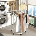 thumbnail image 4 of HOZVOMI Double Layer Hexagonal Rotating Floor Standing Clothes Hanger, Movable Indoor Clothes Drying Rack for Home and Dormitory, 4 of 6