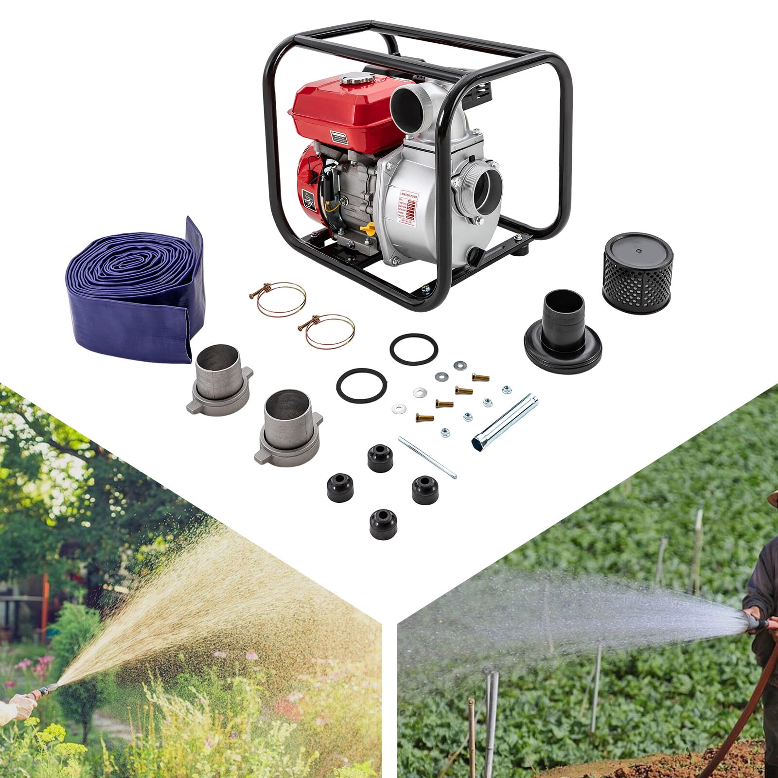 Gasoline Water Pump 7.5HP 212CC, 3Inch 1236ft³/h High Pressure for Farm Irrigation Fire Rescue