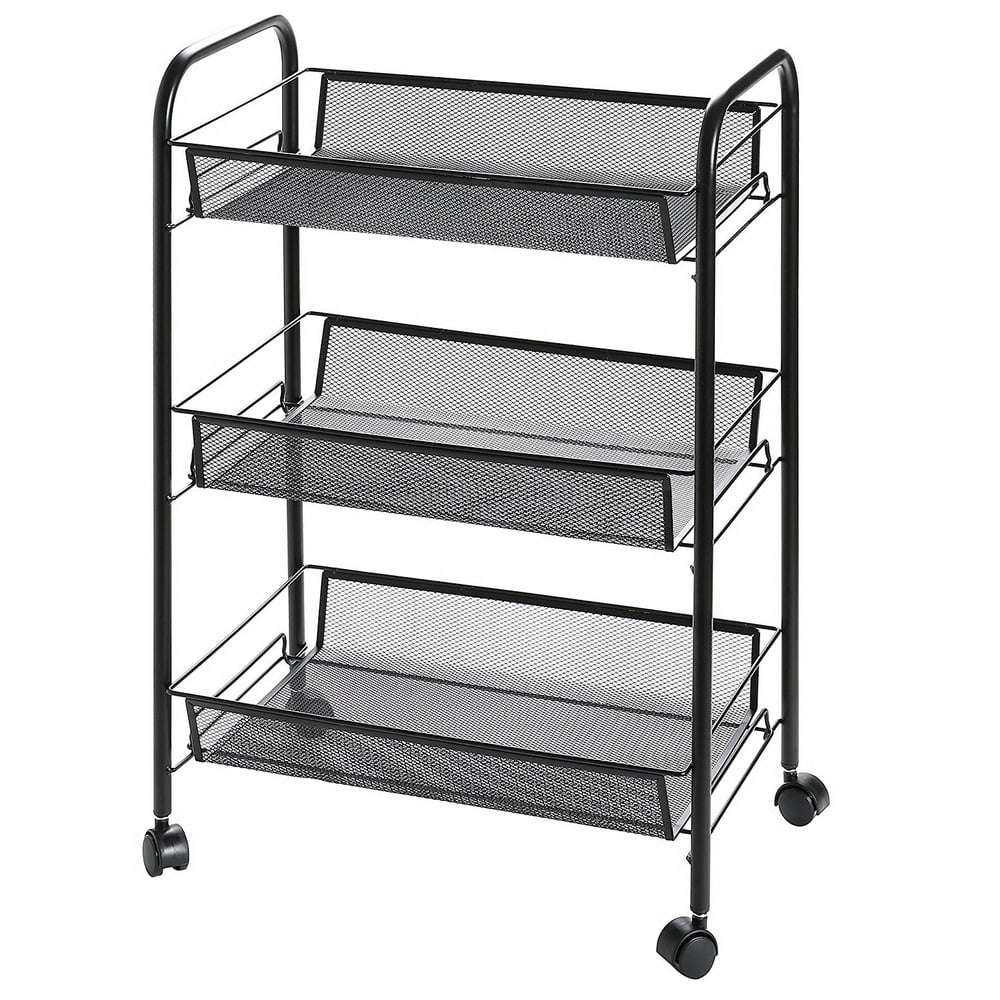 Veryke 3Tier Mesh Wire Rolling Cart, Storage Cart Durable Organizer