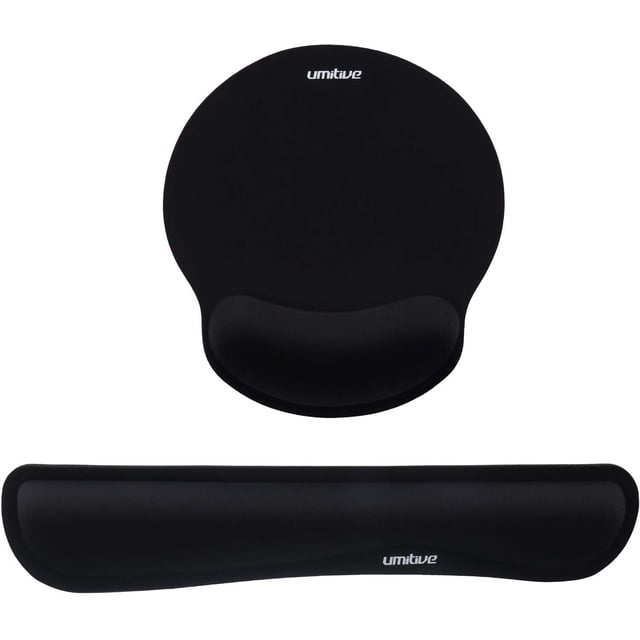Tapis de Souris Ergonomique & Ensemble de Repose-Poignet de Clavier, Support en Mousse à Mémoire, Base Antidérapante, Imperméable
