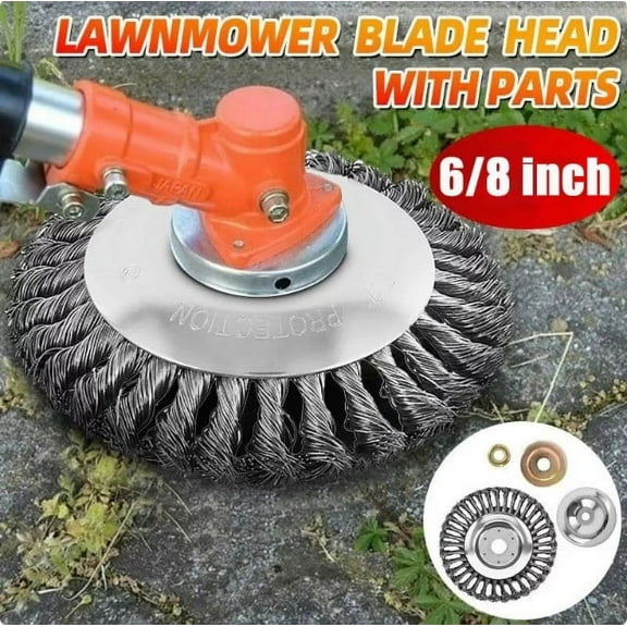 Unbreakable Lawn Mower Blade Head 6 Inch Garden Wire Wheel Mower Lawn Grass Trimmer Weed Garden Rust Brush Gadgets Grass Trimmer