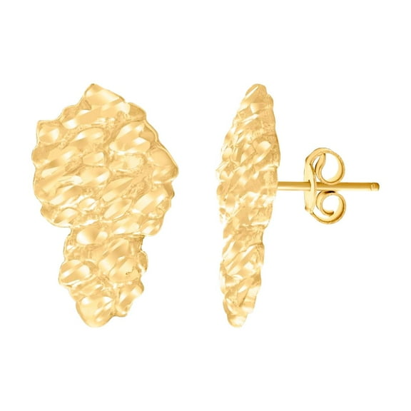 10k Yellow Gold Womens Fashion Stud Earrings 19.5x11.6mm Wide Stud Earring for Women - 1.6 Grams