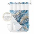 thumbnail image 2 of Blue Marble No Hook Shower Curtain Waterproof, Bathroom Curtains with Snap in Liners and See Through Top Window, Modern Contemporary Luxury Yellow Hotel Style Bathtub Curtains Shower 72"Wx84"L, 2 of 8