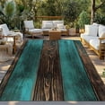 thumbnail image 3 of Fsddascl Teal Brown Wood Outdoor Rug for Patio/Deck/Porch, Non-Slip Large Area Rug 5 x 8 Ft, Vintage Simple Chic Board Indoor Outdoor Rugs Washable Area Rugs, Reversible Camping Rug Carpet Runner, 3 of 5