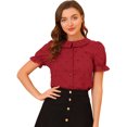 thumbnail image 1 of Blusa con cuello Peter Pan Allegra K con botones de Estrellas Rojo S, 1 of 5
