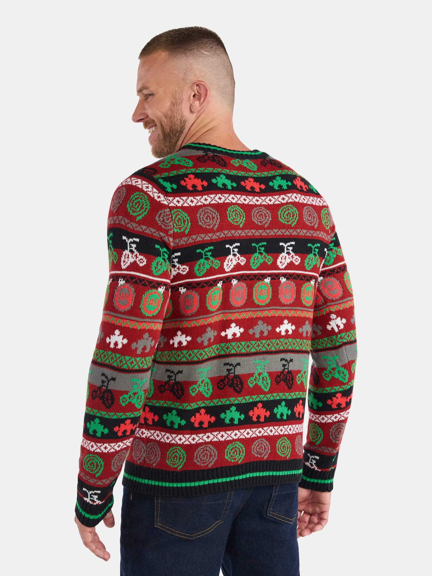 SAW Men's Billy the Puppet Cool Holiday Sweater, Sizes S-3XL
