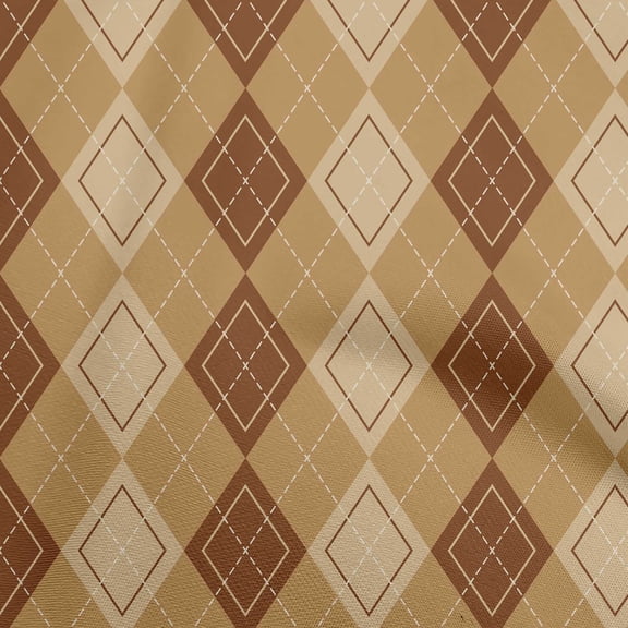 oneOone Cotton Flex Light Brown Fabric Argyle Sewing Fabric By The Yard Printed Diy Clothing Sewing Supplies 40 Inch Wide