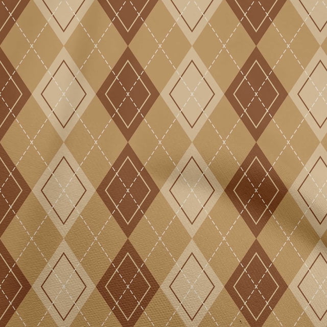 oneOone Polyester Spandex Light Brown Fabric Argyle Craft Projects Decor Fabric Printed By The Yard 56 Inch Wide
