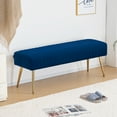 thumbnail image 3 of Furniliving Velvet Bench Ottoman Modern Upholstered End of Bed Bench Indoor Entryway Bench, Dark Blue, 3 of 8