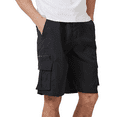 thumbnail image 3 of Puztloy Men's Cargo Shorts Work Gym Medium Elastic Waist Drawstring with Zippered Pockets Relaxed Fit Outdoor Casual Pant , Black, 3 of 8
