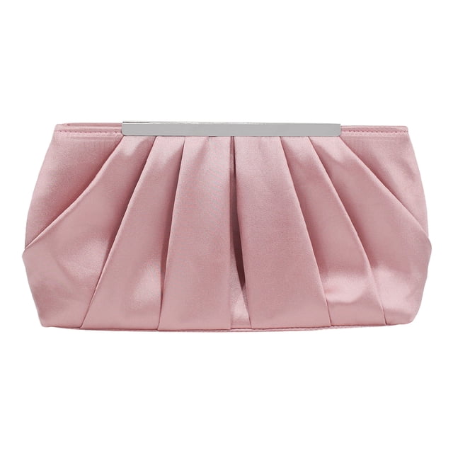 Bolso de cena de poliéster con superficie de seda plisada, bolso de mano de mujer sencillo y generoso rosa