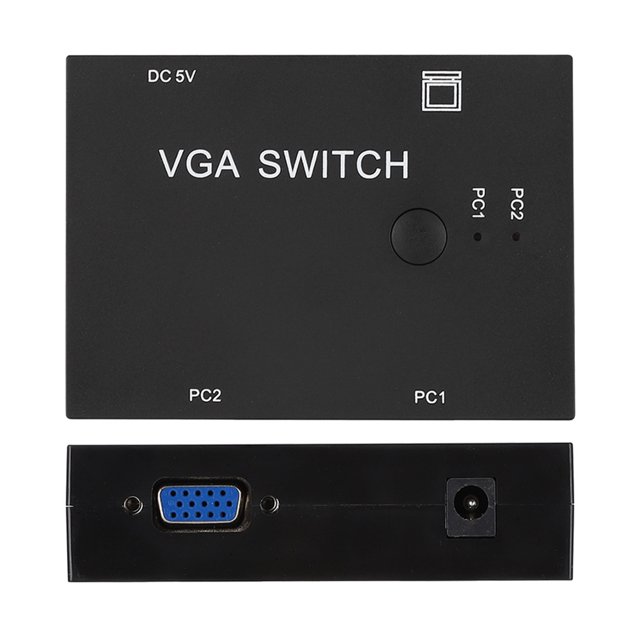 VGA Switch, VGA Switch Box VGA Vidéo Switch avec Plug And Play pour PC TV Moniteur pour Hôte Switch