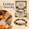 thumbnail image 6 of XHKUYI Halloween Black Cat Pumpkin Beaded Bracelet, Stretchable Adjustable Bead Bracelet with Witch Hat Charm, Spooky Season Jewelry for Women Kids, Fall Jewelry Gift, 6 of 6