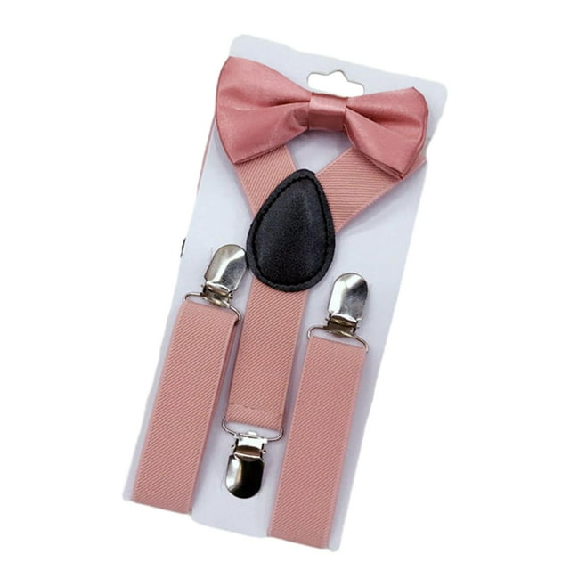 Tachiuwa Bretelles et Nœud Papillon Décontractés pour Enfants pour Festivals Fête à Thème Robe de Cocktail Rose