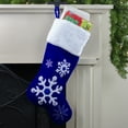 thumbnail image 2 of Northlight 22.25" Blue and White Velveteen Embroidered Christmas Stocking, 2 of 4