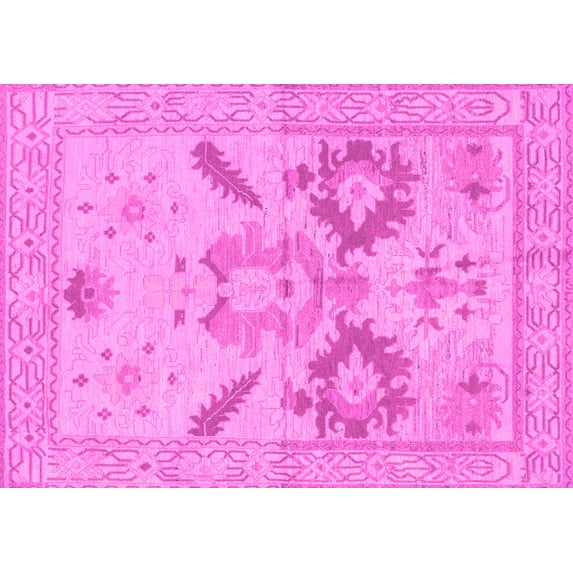 Ahgly Company Indoor Rectangle Oriental Pink Traditional Area Rugs, 7' x 10'