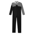 thumbnail image 4 of dPois Girls Figure Skating Jumpsuit Shiny Rhinestone Gymnastics Leotard Full Body Ballet Dance Gray&Black 10, 4 of 5