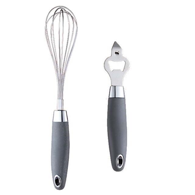 Juego de artilugios de cocina de acero inoxidable de 2 piezas con asas suaves al tacto para cocinar