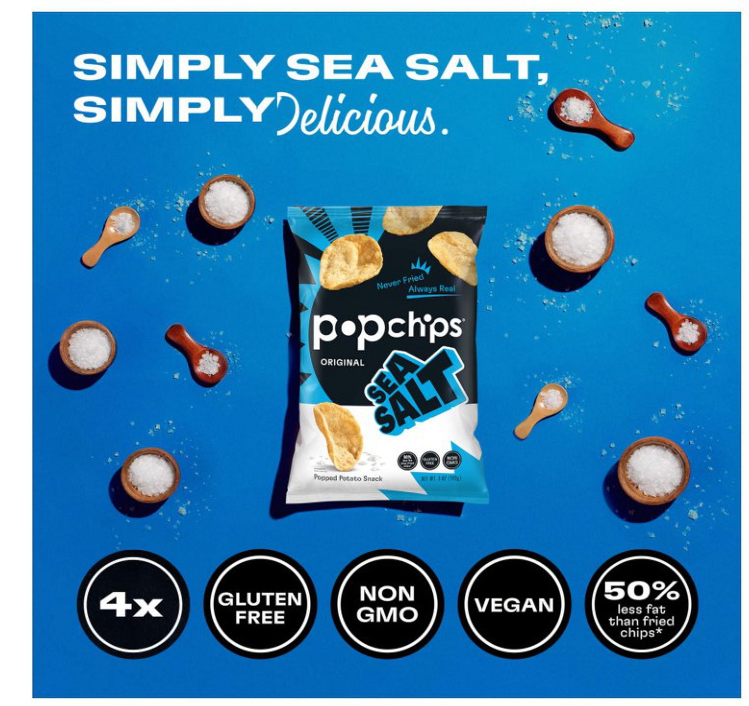 Popchips Potato Chips, Sea Salt, 5 Oz Bags - Pack Of 4