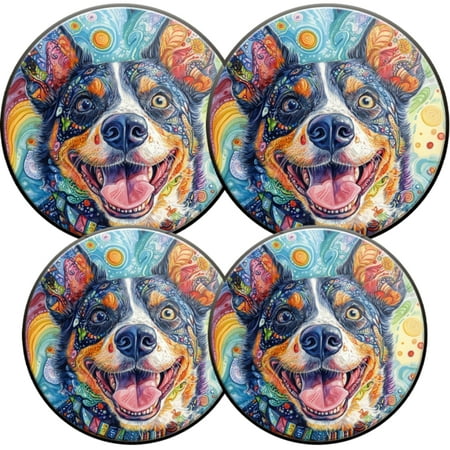

Electric Stove Burner Covers 4 Pcs Round Gas Burner Cover 8 and 10 Inch Color - saturated Dog in an Artistic Fantasy