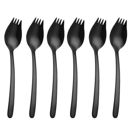 

Kitchen Tableware Tools 2 in 1 Stainless Steel Colorful Sporks Dessert Fork Spoon Noodles Salad Fruit Utensils