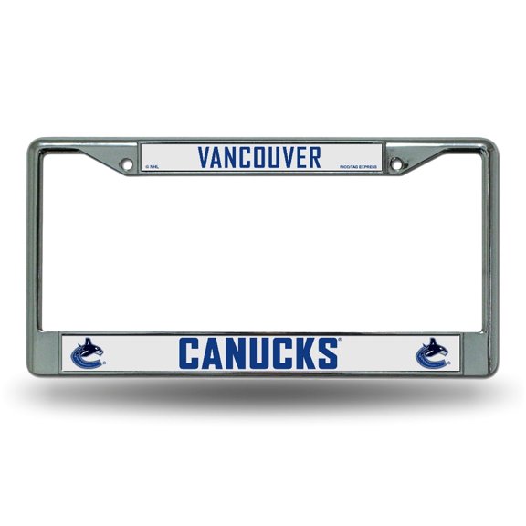 Vancouver Hockey Canucks - 12" x 6" Standard Size - Chrome Metal License Plate Frame